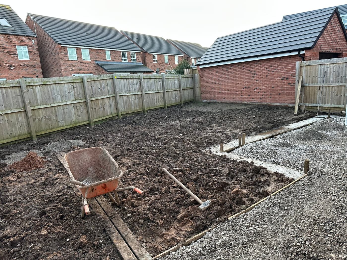 Porcelain patio being laid on the Ashcroft Drive, Chelford project
